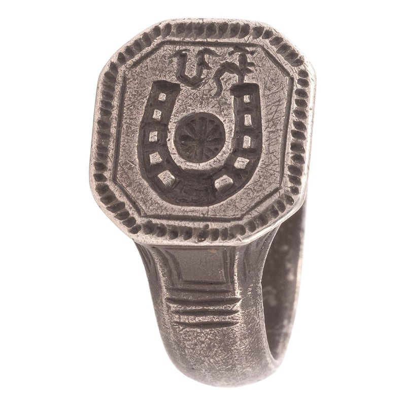 Silver Merchant's Men's Ring Seal With Symbols Of Horseshoe XV Sec.