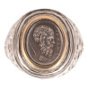 18kt Yellow Gold And Silver Cameo Pan Men's Ring