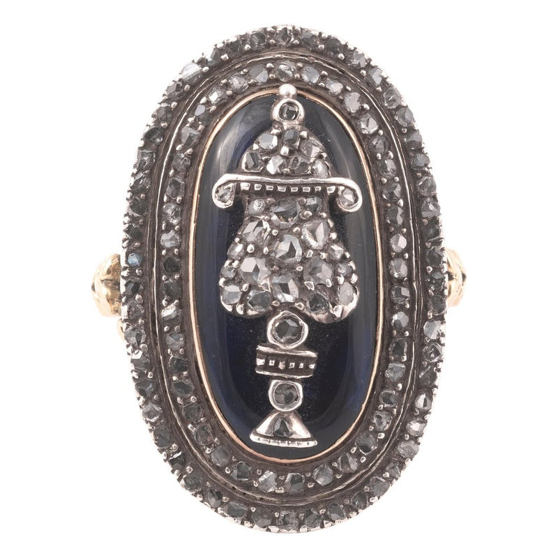 A Large 18th Century Georgian Rose cut Diamond Urn Ring