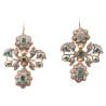 Antique Iberian Of Diamond & Emerald Girandole Pendant Earrings 18th Century