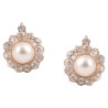 Natural Saltwater Pearl And Diamond Cluster Earrings Late 19th Century