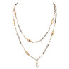 Antique Italian Long Gold And Natural Pearls Link Chain Necklace