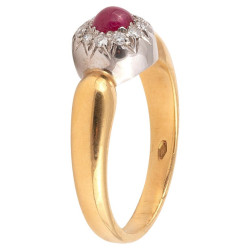 18 Karat Yellow Gold Ruby and Diamond Cluster Ring