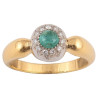 18 Karat Yellow Gold Emerald and Diamond Cluster Ring