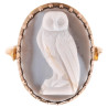 Gold Ring Set With An Agate Cameo Of Owl. Italian 17th century