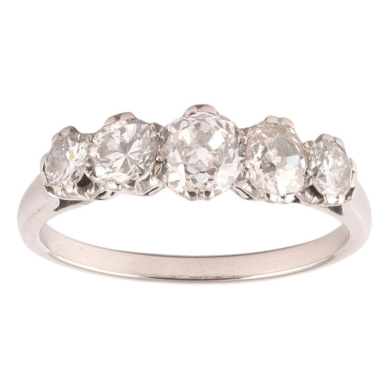 Platinum Old Cut Diamond Five-Stone Ring