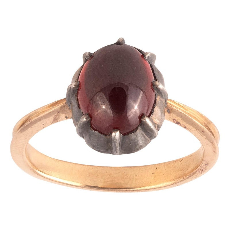 Oval Cabochon Garnet Georgian Revival Ring