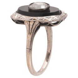 Art Deco Onyx And Old Cut Diamond Ring c.1920