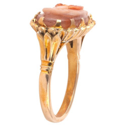 Roman Two Putti Pinkish Agate in Gold Ring 3rd-4th century AD