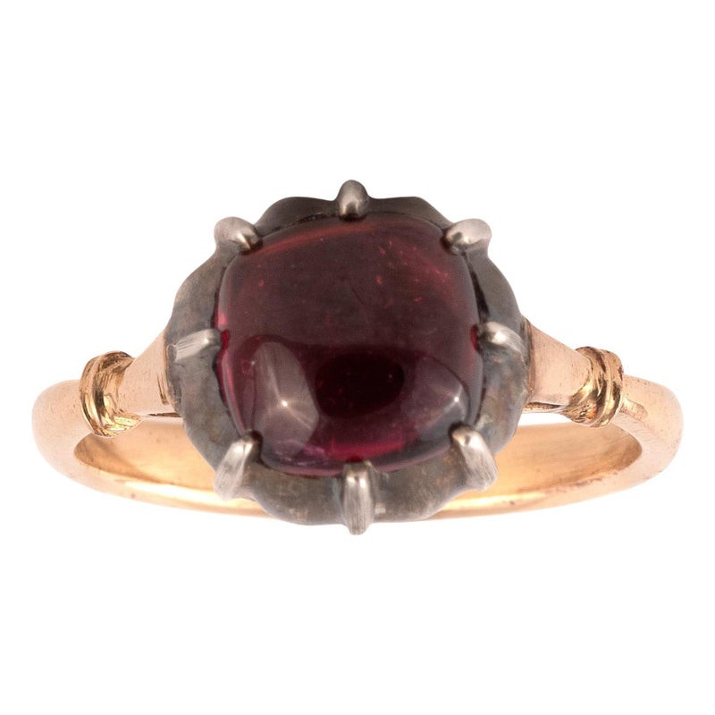 Cushion Cabochon Garnet Georgian Revival Ring