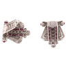 An Art Deco Platinum Diamond And Ruby Double Clip Brooch