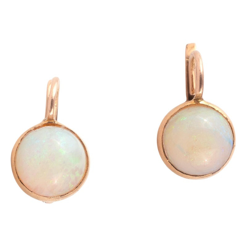 A Pair Of Opal And 18kt Yellow Gold Earrings