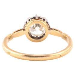 Antique French Gold and Silver Old Cut Diamond Ring