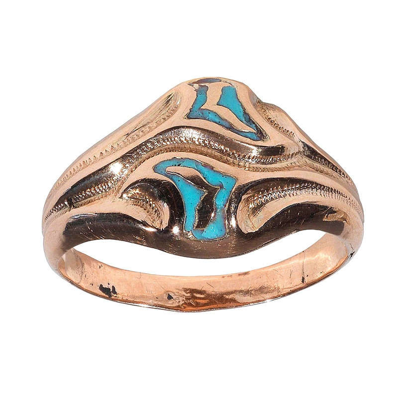 Italian Gimmel/Fede Enamel Gold Ring