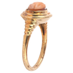 Gold Ring With Rabbit Pinkish Agate Roman Cameo 1st-Century AD