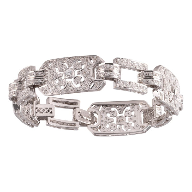 Retro 18kt White Gold Diamond Bracelet 1970's