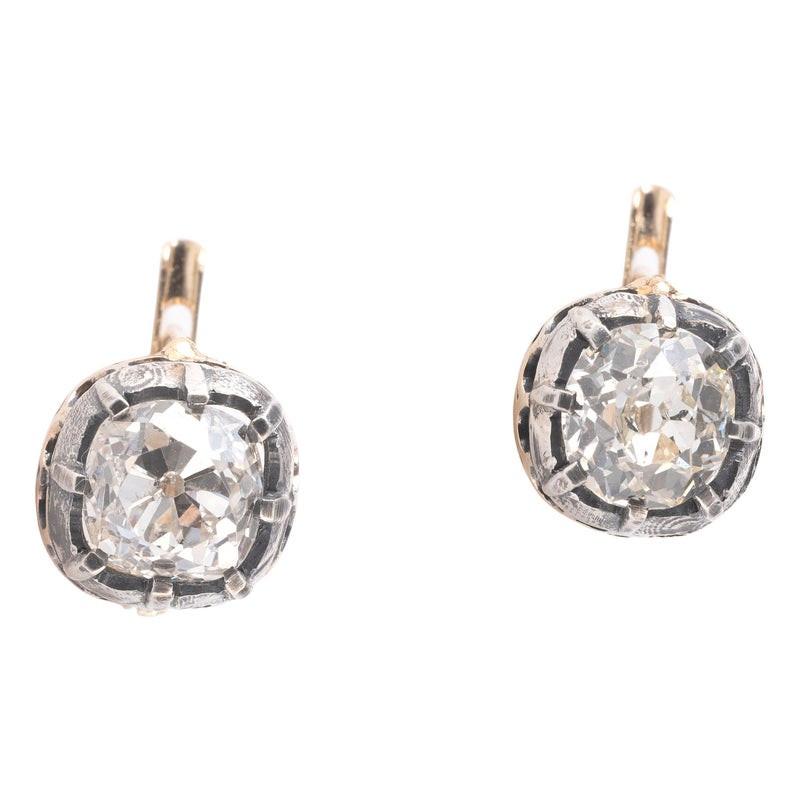 Antique Pair Of Old-Cut Diamond Earrings Circa 1890's