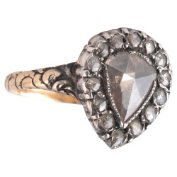 Late Rococo Rose Cut Diamond Heart Ring