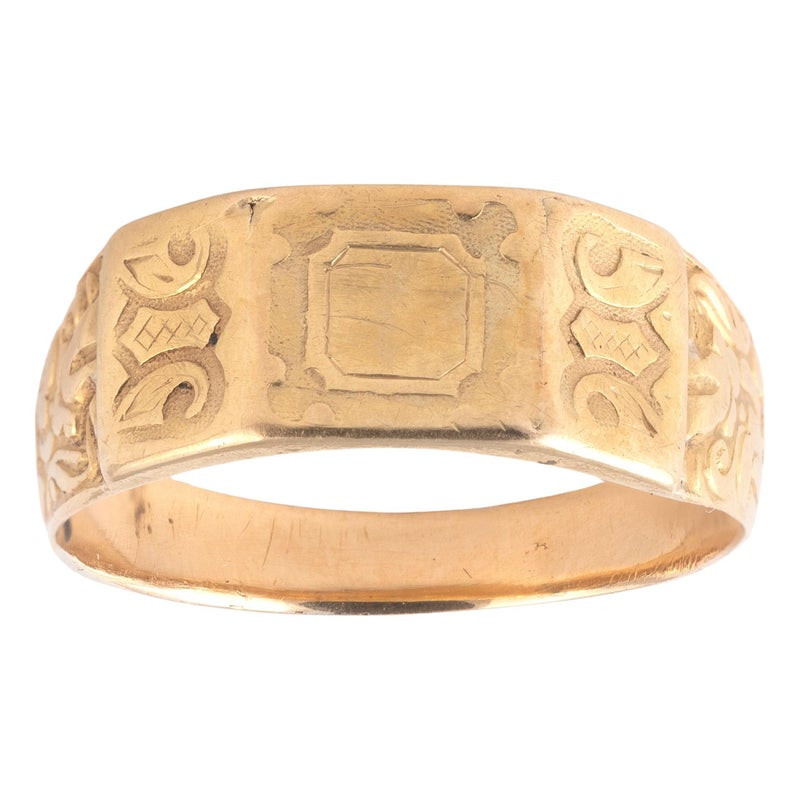 18th Century Italian 18K Yellow Gold Chased Band Men's Ring