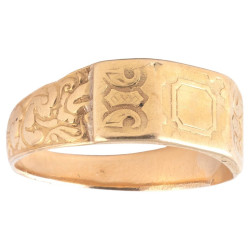 18th Century Italian 18K Yellow Gold Chased Band Men's Ring