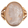 18kt Yellow Gold Agate Lady Profile Cameo Men's Ring Late 19th Century