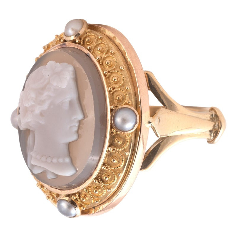 19th Century Agate Cameo Of A Lady Ring