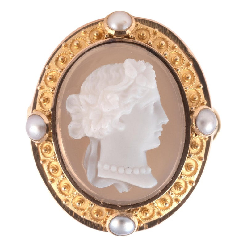 19th Century Agate Cameo Of A Lady Ring