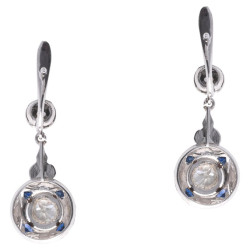 Pair of Sapphire and Diamond Pendent Earrings