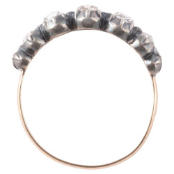 Georgian Half Hoop Ring Set With Seven Rose Cut Diamonds