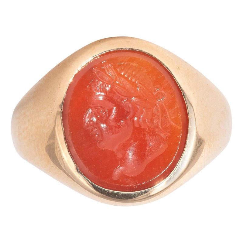 Neoclassical Ring Set with a Carnelian Intaglio of Galba