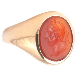Neoclassical Ring Set with a Carnelian Intaglio of Galba