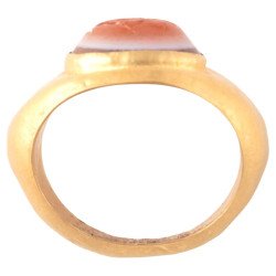 A Roman Hollow High Karat Gold Intaglio Ring Circa 3rd Century A.D.